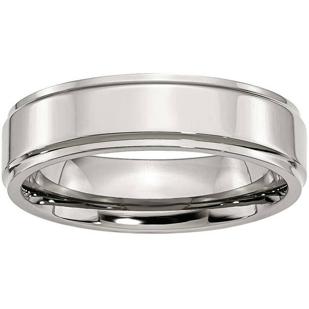 Stainless Steel Ridged Edge 6mm Polished Band Stainless Steel Ridged Edge 6mm Polished Band